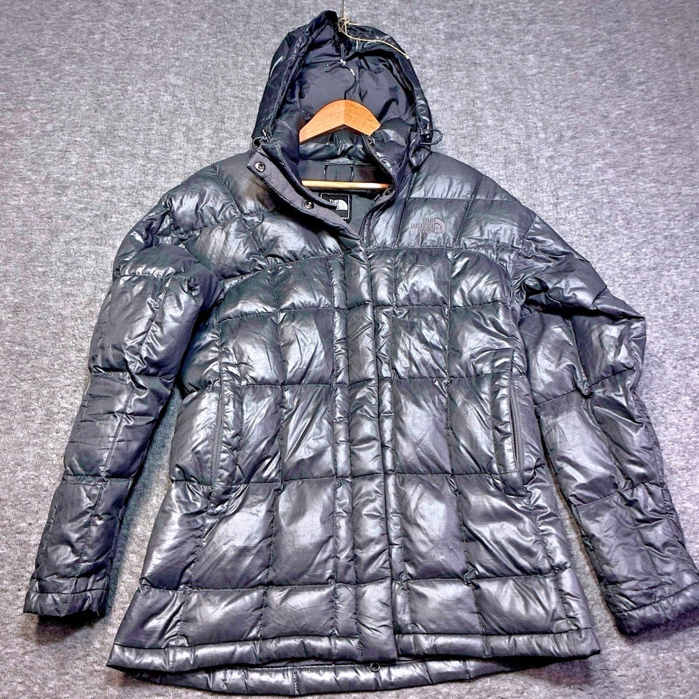 The North Face Down Puffer Jacket Women Small Parka Coat 600 Fill Hooded Flaw